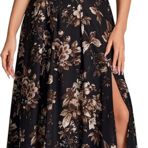URYIAO Floral Corset Midi Dresses for Women Spring Summer Wedding Guest Dress Slit Flowy Lace Sundress 2026