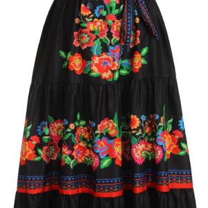 Women Mexican Fancy Dress Traditional Fiesta Dresses with Belt