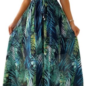 Maxi Dresses for Women Summer Beach Floral Dress V Neck Sleeveless