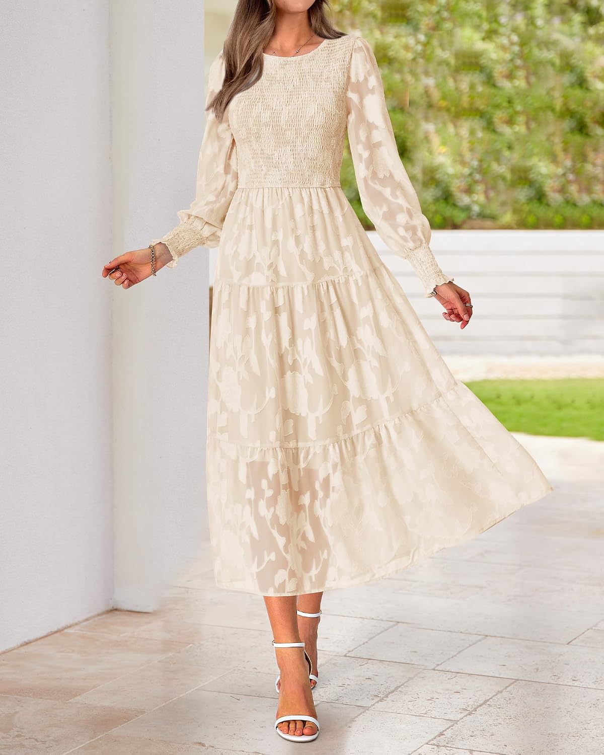 BTFBM Wedding Guest Dresses for Women Fall Fashion 2025 Casual Long Sleeve Floral Maxi Boho Homecoming Dress - Image 6
