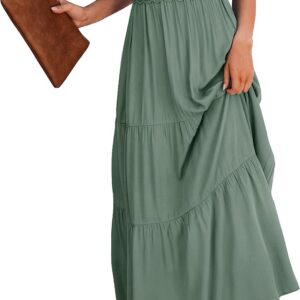Dokuritu Women’s Beach Crochet Lace Maxi Dress Solid Color Summer Vacation Spaghetti Strap Long Dress 2026