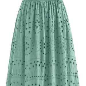 dowerme Women Summer Dresses 2025 Casual Sleeveless Crewneck A-Line Boho Lace Eyelet Cotton Tank Maxi Dress with Pockets