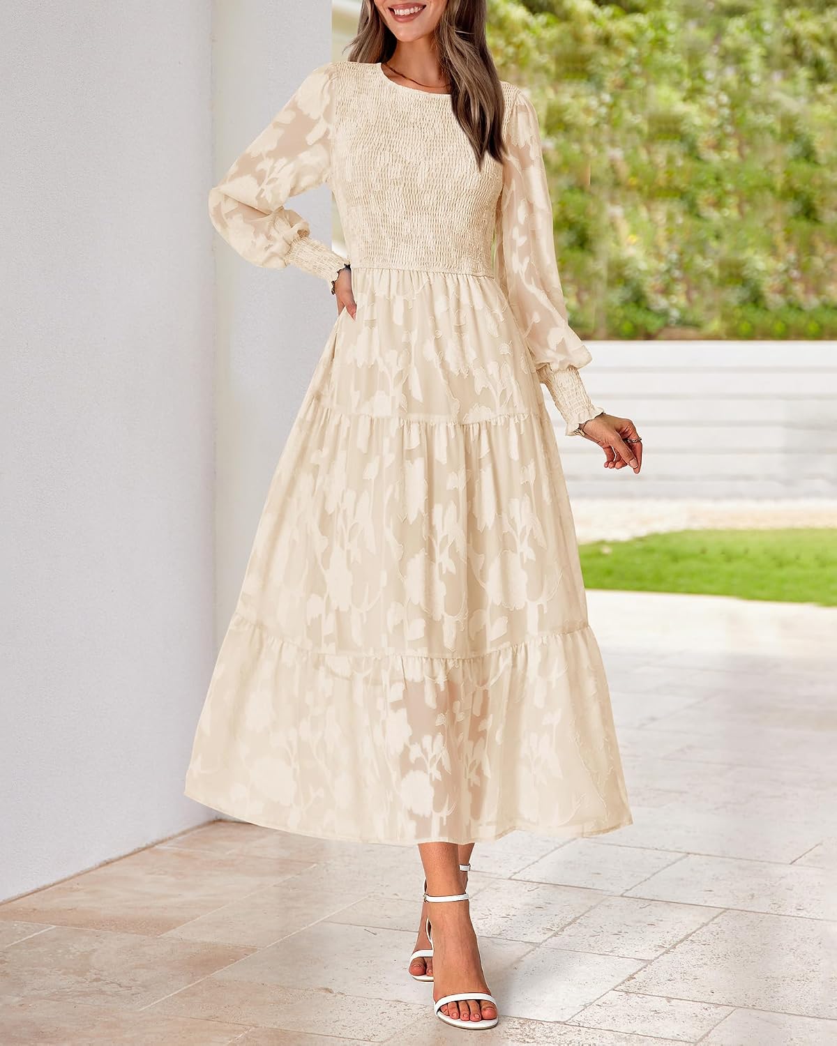 BTFBM Wedding Guest Dresses for Women Fall Fashion 2025 Casual Long Sleeve Floral Maxi Boho Homecoming Dress - Image 2