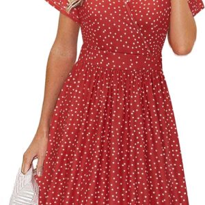 VOTEPRETTY Women’s Short Sleeve V Neck Wrap Summer Dress Casual Floral Sundress with Pockets