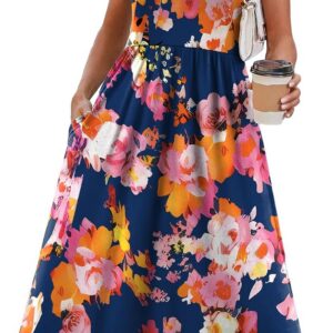 WIHOLL Women’s Summer Sleeveless Maxi Dresses Casual Loose Tank Long Dress with Pockets Beach Vacation Clothes