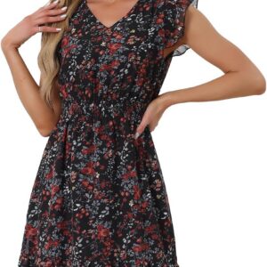 Allegra K Women’s Chiffon Floral Dress Causal (Pack of 1)
