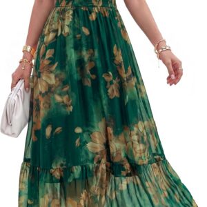 Simplee Women Summer Dress Floral Boho Long Dress Short Sleeve V Neck Flowy Holiday Dresses 2026