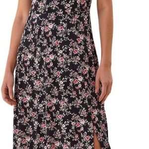 Roman Floral Print Dress for Women UK Ladies Sweetheart Neck Ruched Midi Maxi Long Length Short Sleeve Flattering Casual Summer Spring Party Evening Going Out