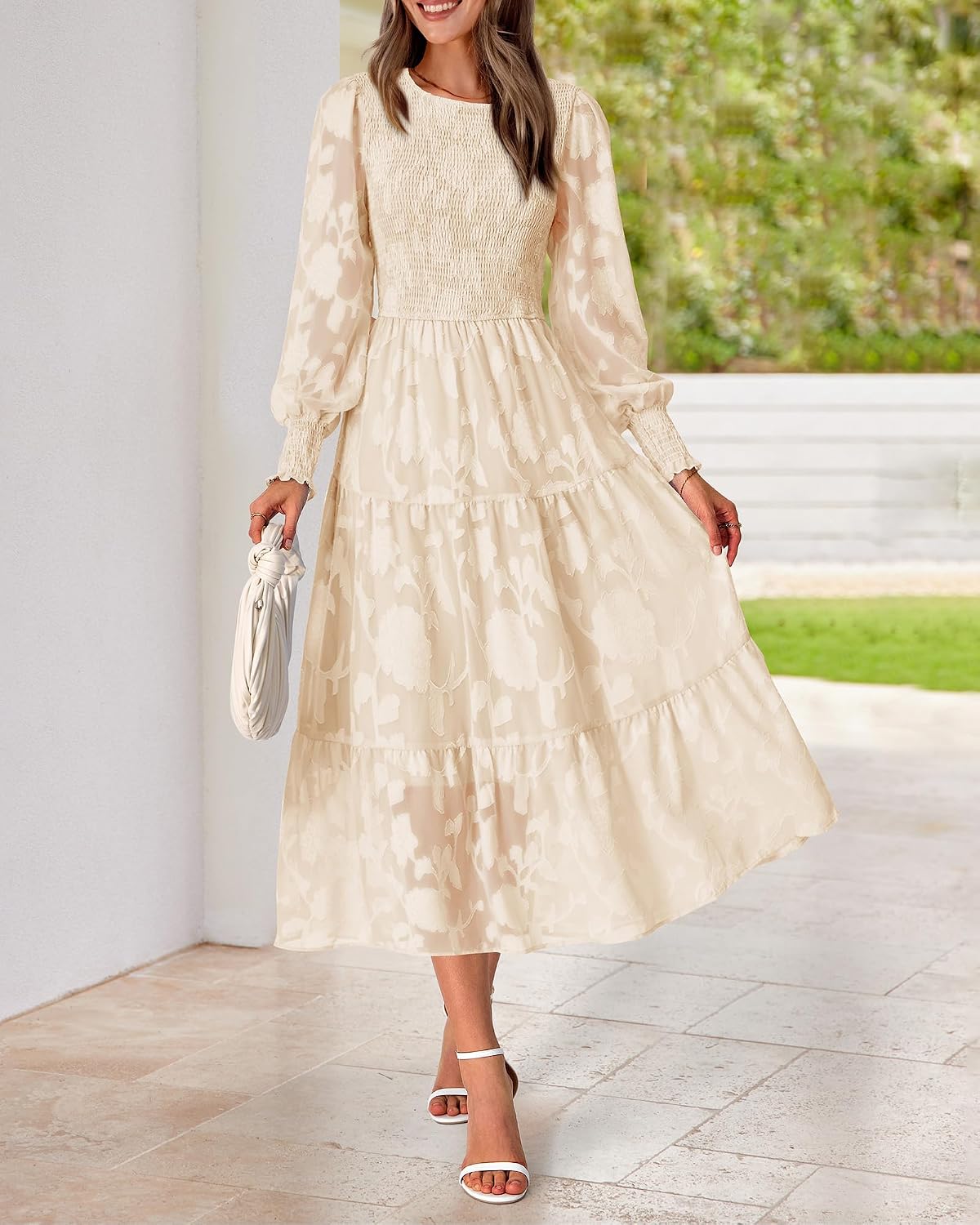 BTFBM Wedding Guest Dresses for Women Fall Fashion 2025 Casual Long Sleeve Floral Maxi Boho Homecoming Dress - Image 4