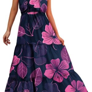 Women’s Fashion Sexy V-Neck Long Dress, Solid Sleeveless Pleated Dresses, Elegant Waisted Casual Ankle Dress