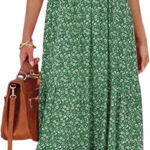 PRETTYGARDEN Women’s Smocked Top Summer Dresses for Women 2025 Short Sleeve Floral Maxi Dress for Women Flutter Sleeve Cute Spring Maxi Dress for Women Beach Vacation