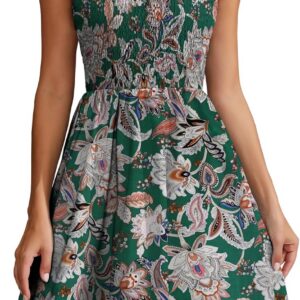 Actcat Summer Dresses for Women UK Floral Square Neck Dresse Sleeveless A-line Casual Dresse