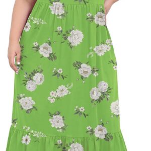 Moon Wood Summer Dresses for Women Crew Neck Ruffle Sleeve Floral Curvy Long Dress with Pockets Plus Size