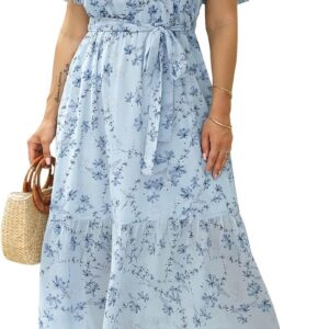 Nemidor Women’s Halter Sleeveless Floral Print Summer Sundress Casual Plus Size Swing Dress NEM210