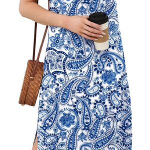 WIHOLL Summer Dresses for Women Vest Dress with Adjustable Ladies Midi Sundress with Pocket Elegant