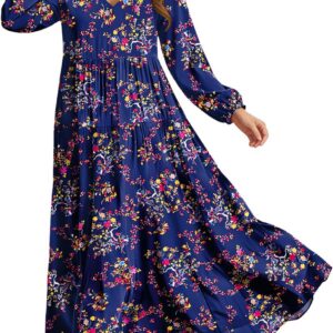 YESNO Women Casual V Neck Long Sleeve Dress with Pockets