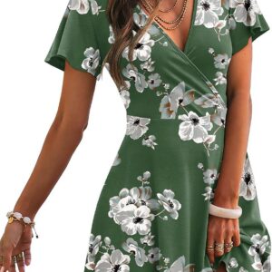 RUMIA Womens Casual Dresses Wrap V Neck Dress A-Line Ruffle Sleeve Summer Sundress Fashion 2026