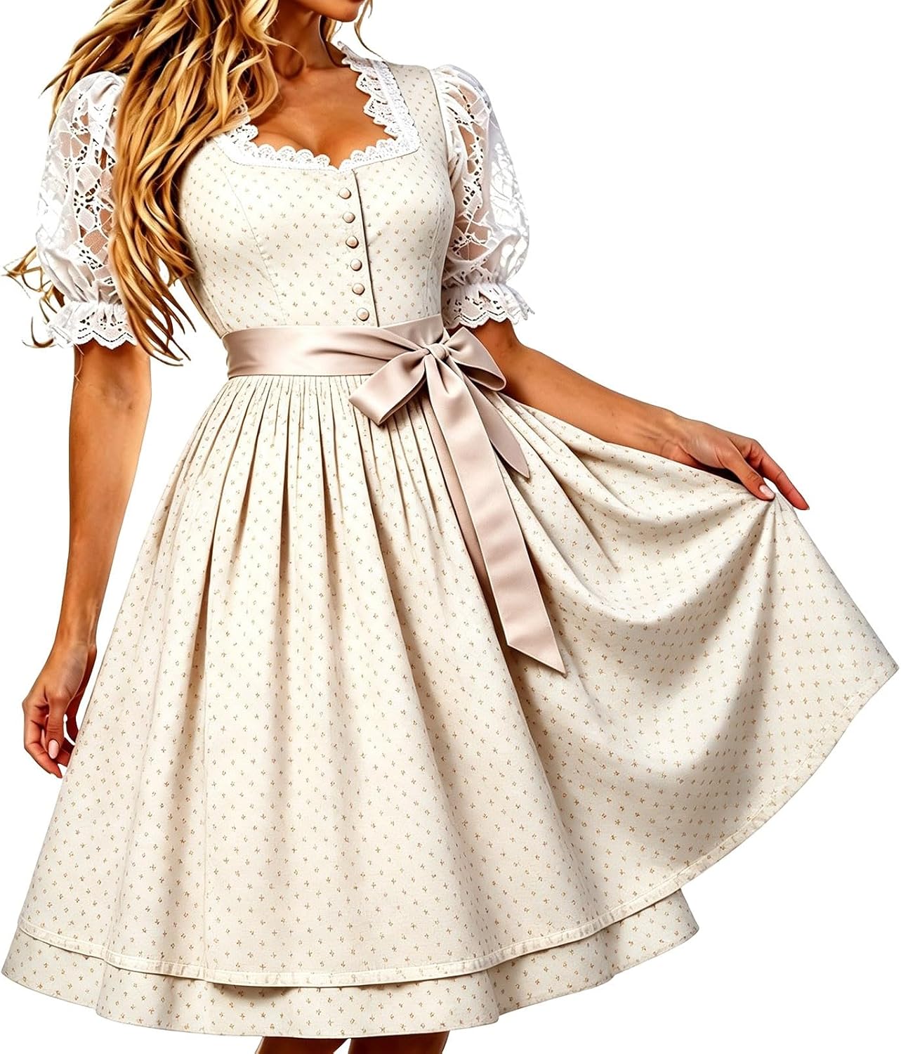 Generisch 2026 Sleeveless French Country Style Dress with Apron - Casual Summer Dress for Garden Parties Everyday Leisure Airy Jersey Dress with Floral Print Ideal for Warm Days