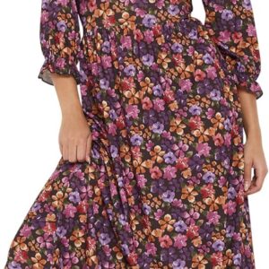 PixieGirl Petite Purple Floral Print Midi Dress Petite