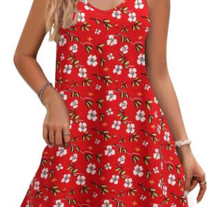 Zeagoo Spaghetti Strappy Summer Dress for Women UK Boho Dresses Floral Slip Dress Casual Beach Sundress V Neck Knee Length Sleeveless Minidress