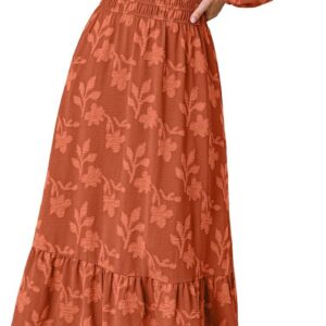 Simplee Womens Boho Floral Long Sleeve Maxi Dress Square Neck Empire Waist Fall Wedding Guest Dresses
