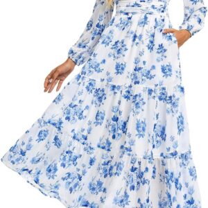 GRACE KARIN Women’s A-line Maxi Dress Summer Floral Wedding Guest Dresses