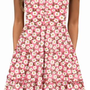 HOTOUCH Dress Women Elegant Tunic Dress Round Neck Casual Dresses Short Sleeve Puff A Line Dresses Classic Midi Dress with Pockets S-XXL
