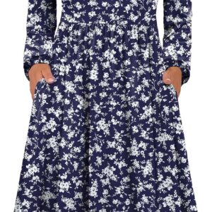 Zeagoo Dresses for Women UK Winter Long Sleeve Dress Crew Neck Midi Dresses