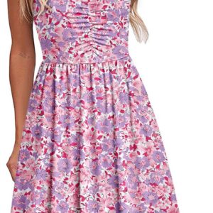 YATHON Summer Casual Dress for Women 2025 Vacation Beach Dresses Adjustable Spaghetti Strap Sundress with Pockets
