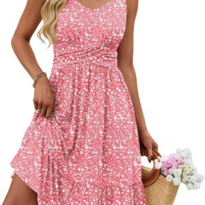 UEAL Womens Summer Dresses 2026 Cute Empire Waist V-Neck Floral Casual Sundress