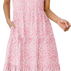 ANRABESS Women’s Summer Casual Short Sleeve V Neck Midi Dresses 2025 Spring Flowy A-line Tiered T Shirts Boho Beach Dress