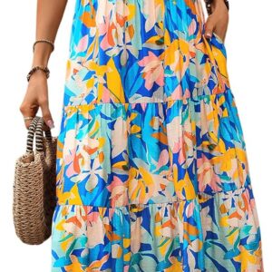 PRETTYGARDEN Women Dresses 2025 Summer Floral Sleeveless Maxi Dress Casual Spaghetti Strap Tiered Flowy Beach Long Dress