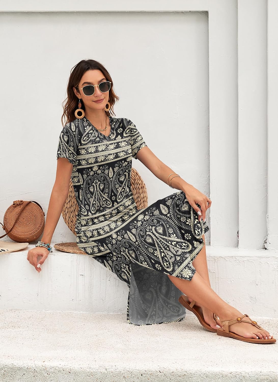 AUSELILY Women's Summer Maxi Short Sleeve Dress - Image 5