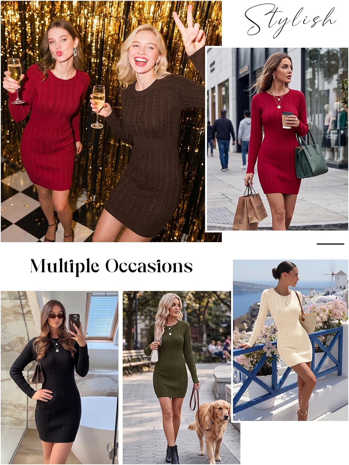 heekpek Womens Jumper Dress Autumn Winter Long Sleeve Dresses - Image 7
