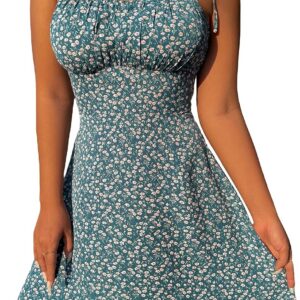 GORGLITTER Women’s Floral Autumn Mini Dresses Milkmaid Skater Short Dress