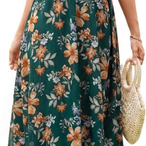 BerryGo Womens Boho Floral Maxi Dress Ruffle Sleeve Chiffon Flowy Wedding Guest Dress Smocked Waist Modest Western Dress