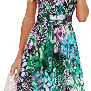 Newshows Women’s Summer Short Sleeve Dresses V Neck Floral Print/Solid Faux Wrap Dress Casual Midi Sundress with Pockets