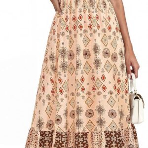 PRETTYGARDEN Women’s 2026 Summer Maxi Dress Tie Straps Floral Beach Vacation Long Dresses Smocked Boho Sundress with Pockets