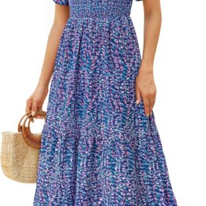 Kranda Women Sleeveless Maxi Dress V Neck Empire Waist Floral Dresses for Women