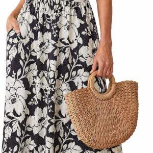 Newshows Summer Dresses for Women V Neck Lace Sleeve Midi Dress Ladies A Line Sundress with Pockets