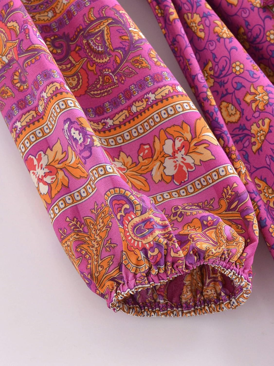 Waterlily Boho Maxi Dress Long Sleeve Casual Summer Dresses for Women Floral Flare Buttons Tie Waist Hippie Bohemian - Image 2