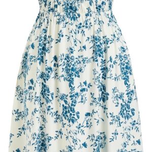 CIDER Women Summer Maxi Dress Floral Square Neck Short Sleeve Casual Midi Dress with Pockets