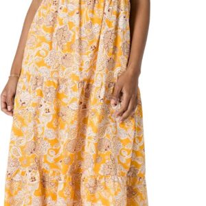 Amazon Essentials Women’s Fit And Flare Cotton Sateen Empire Waist Sweetheart Neck Tiered Maxi Dress