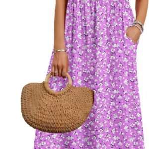 AUSELILY Women’s Summer Short Sleeve Midi Dresses Loose Dress with Pockets