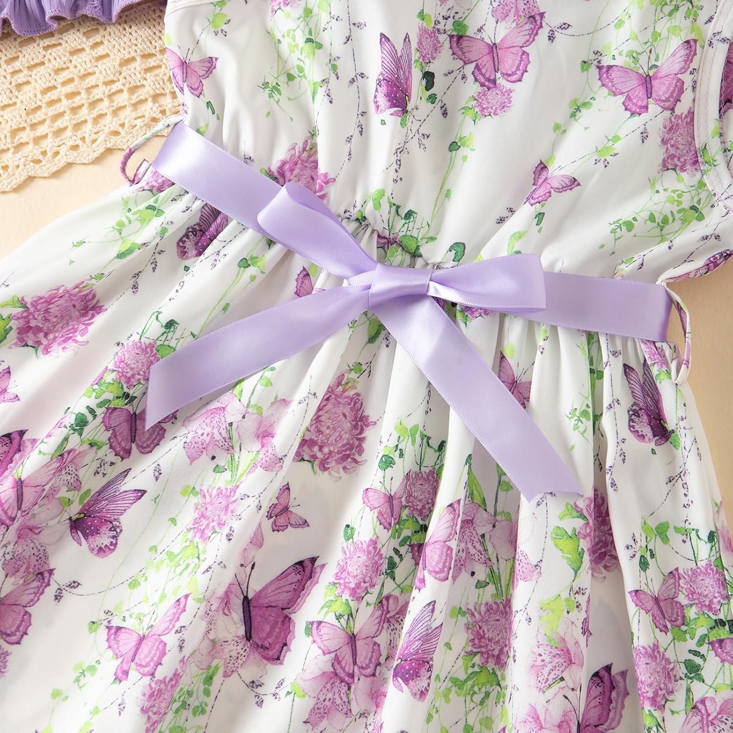 Kids Girls Dress and Cardigan Set Butterfly Floral Sleeveless Tank Sundress Solid Long Sleeve Ruffle Coat Girl Autumn Spring Clothes 2Pcs Outfit - Image 4