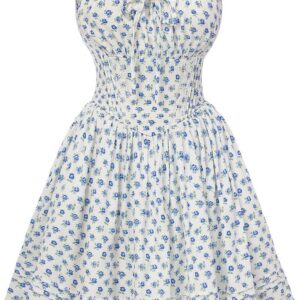 SCARLET DARKNESS Women Summer Dresses Floral Mini Corset Dress Beach Party Sleeveless Spaghetti Strap A-Line Sundress