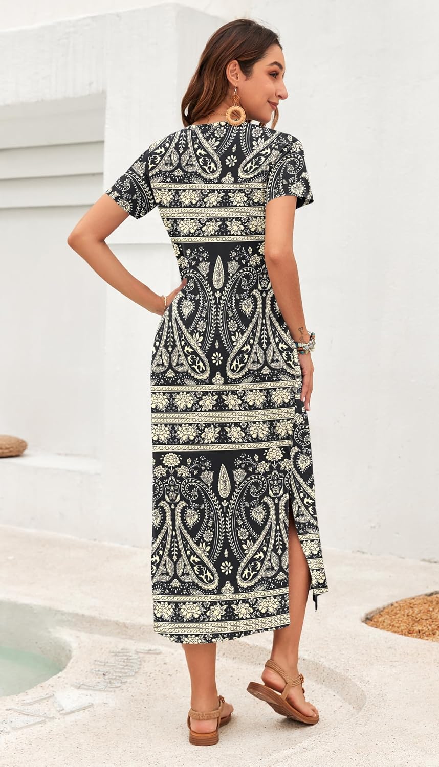 AUSELILY Women's Summer Maxi Short Sleeve Dress - Image 4