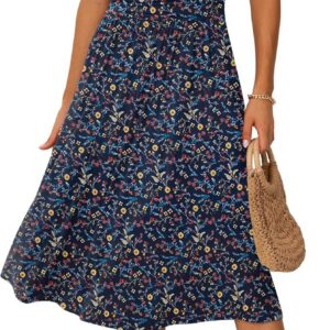 GRECERELLE Womens Summer Wrap Dress Ladies Casual Ruffle Short Sleeve V-Neck Floral Beach Dresses for Women