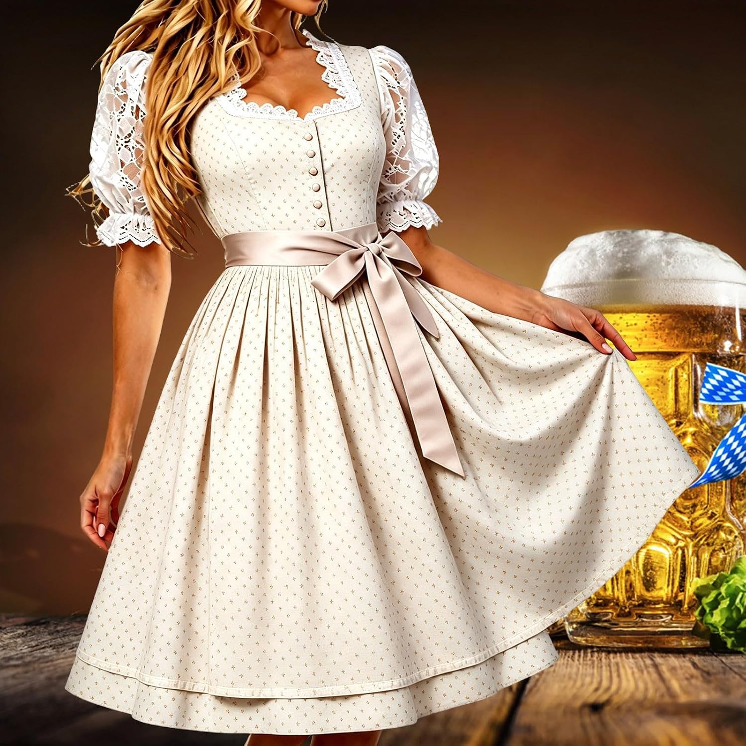 Generisch 2026 Sleeveless French Country Style Dress with Apron - Casual Summer Dress for Garden Parties Everyday Leisure Airy Jersey Dress with Floral Print Ideal for Warm Days - Image 3