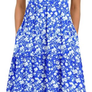 PLOKNRD Women’s Summer Dress V Neck Tiered Midi with Pockets